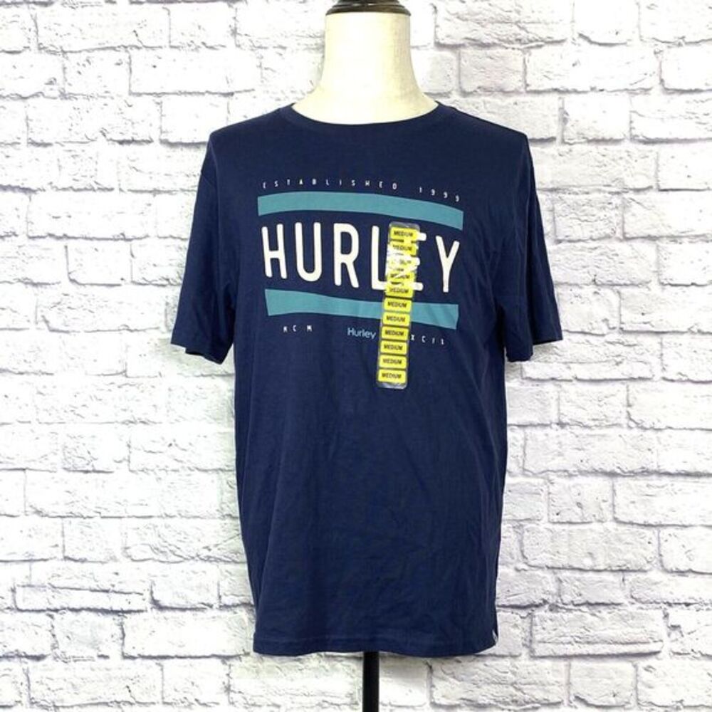 Men's Hurley Surf Co. Navy Blue Graphic Tee Shirt Size Medium 100% Cotton NWT